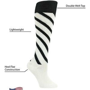 TCK TWIN CITY KNITTING Black White Stripe Candy Stripes Euro Soccer Socks S NWT